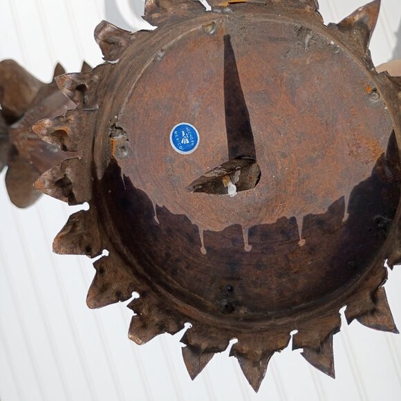 Large Metal Wall Sconces Candelabras Torch Candle Holder Mexican MCM Vtg 16 inch - Picture 11 of 16